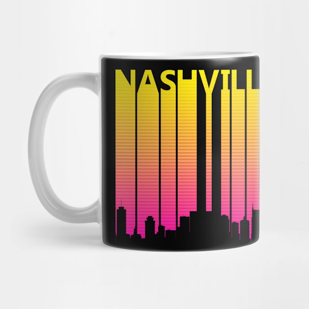 Retro 1980s Nashville Skyline Silhouette by GWENT